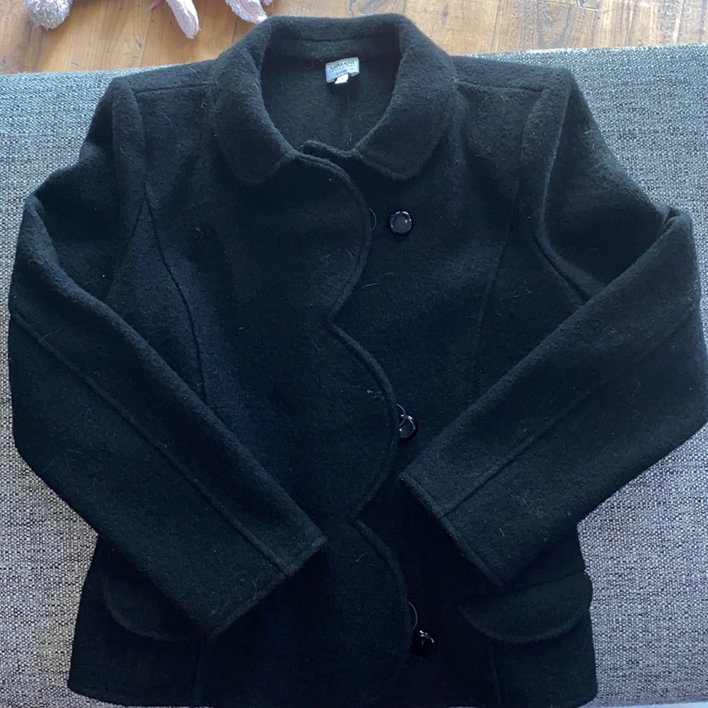 Armani Scalloped Wool Pea Coat